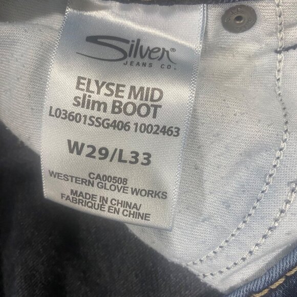 Silver Jeans Co. Elyse Bootcut Jeans Womens W28 L33 Dark Wash Fluid Denim Stretc - Picture 7 of 14